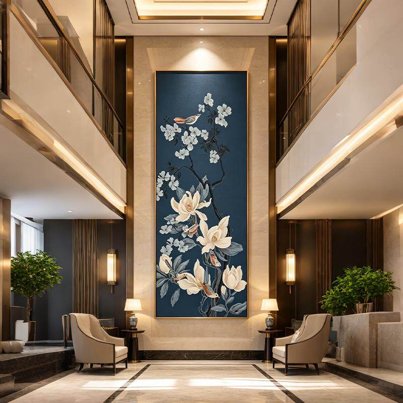 新中式入户玄关挂画中古风客厅餐厅壁画高级感艺术卧室床头装饰画
