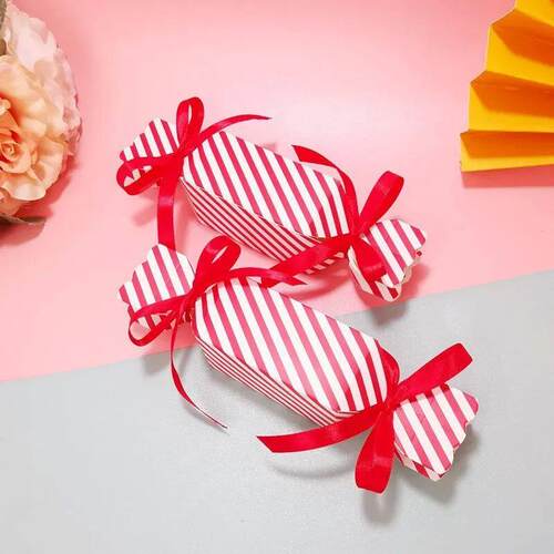 10pcs Candy Box For Christmas With Ribbons DIY Sweets Chocol