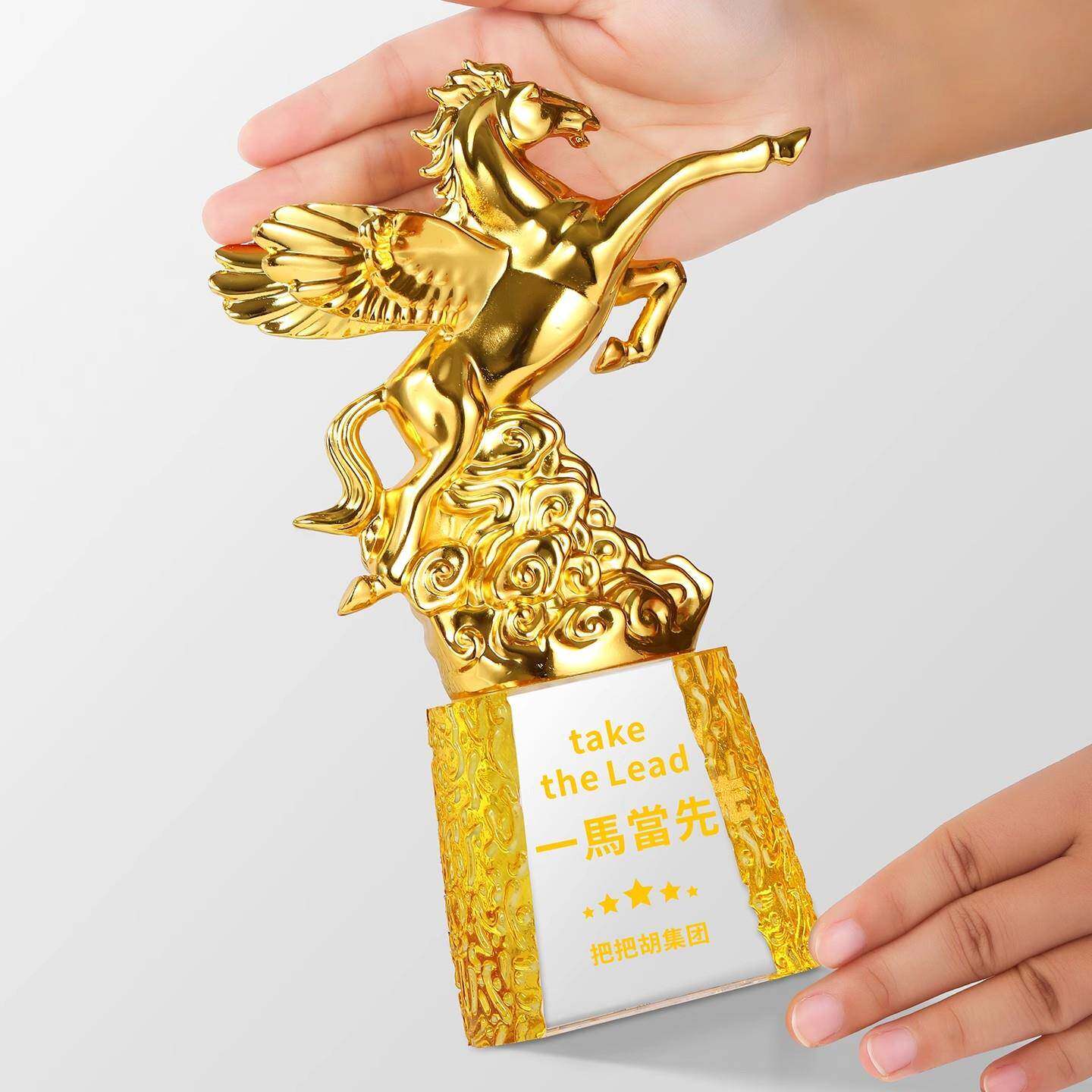 马术奖杯树脂奖杯赛马比赛优秀员工伯乐奖金马飞马荣誉颁奖奖牌座