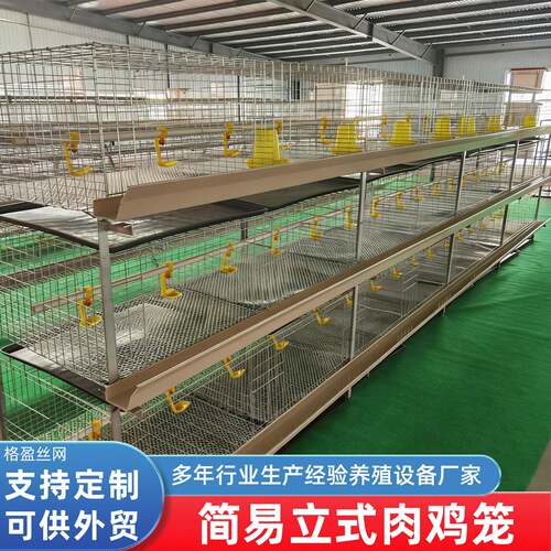 三层两门镀锌肉鸡笼养殖设备H型简易粪盘肉鸡笼养殖养鸡设备