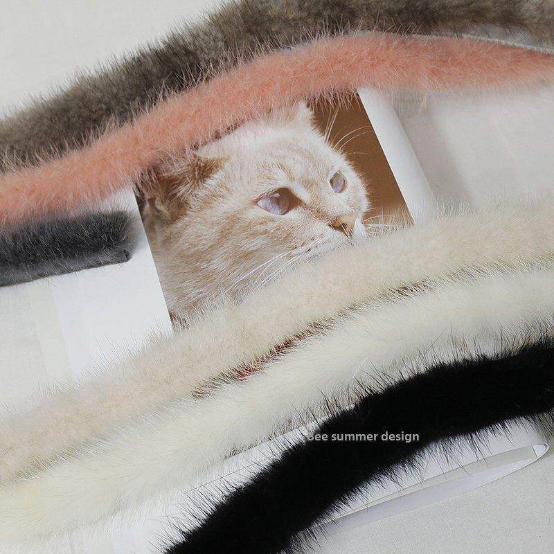 白色水貂毛毛条毛毛边黑色旗袍唐装门襟鞋子裤边袖口DIY服装辅料