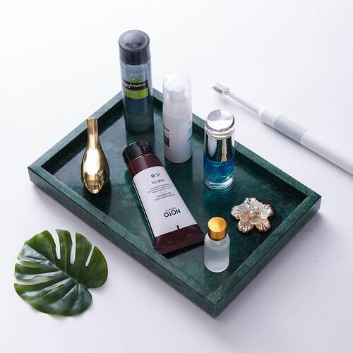 北多色大理石托盘摆件卫间洗生手台茶几桌收纳托盘装饰面品SUI托