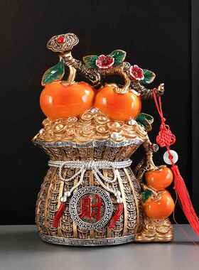 事事柿柿如意摆件红柿子发财钱袋客厅酒柜装饰品搬家开业乔迁礼品