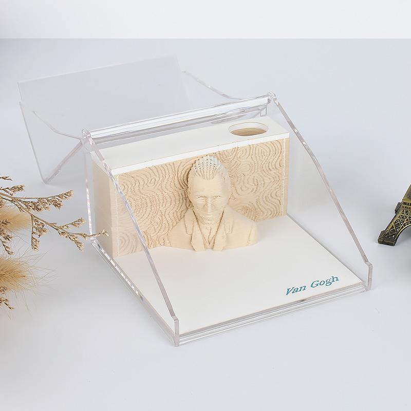 画家梵高3d立体便签本2023年纸质工艺创意礼品礼物人物模型定制图片