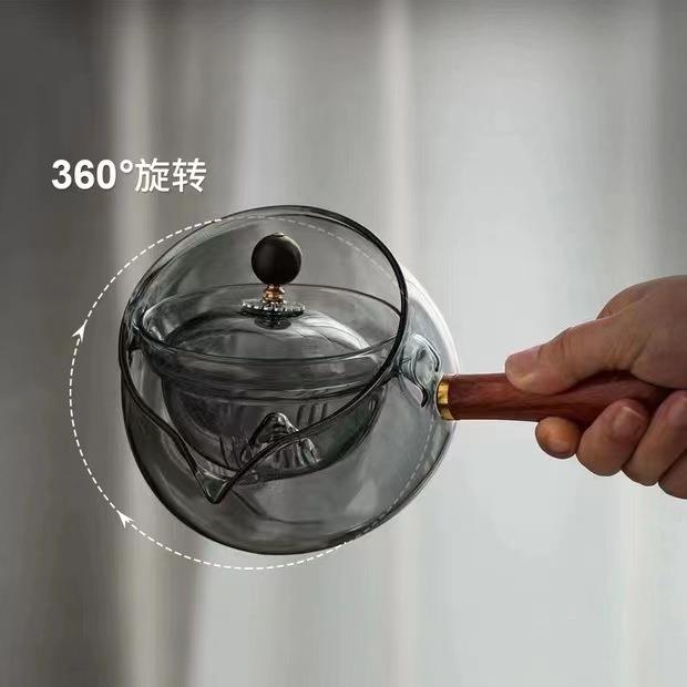 家用高玻硅璃木把花草逍遥泡001茶壶办公室烟灰电陶炉硼加热色煮