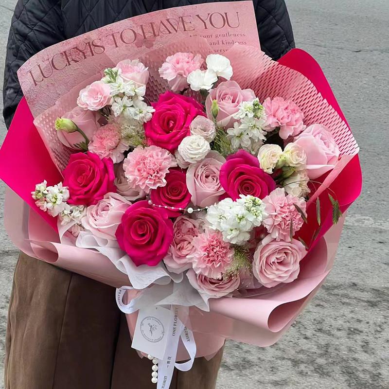 鲜花同城速递配送上门长辈生日康乃馨百合玫瑰花花束杭州上海北京