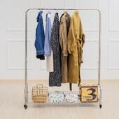 服装 挂衣架陈列中岛单杠移动带轮子 店展示架男女货架不锈钢落地式