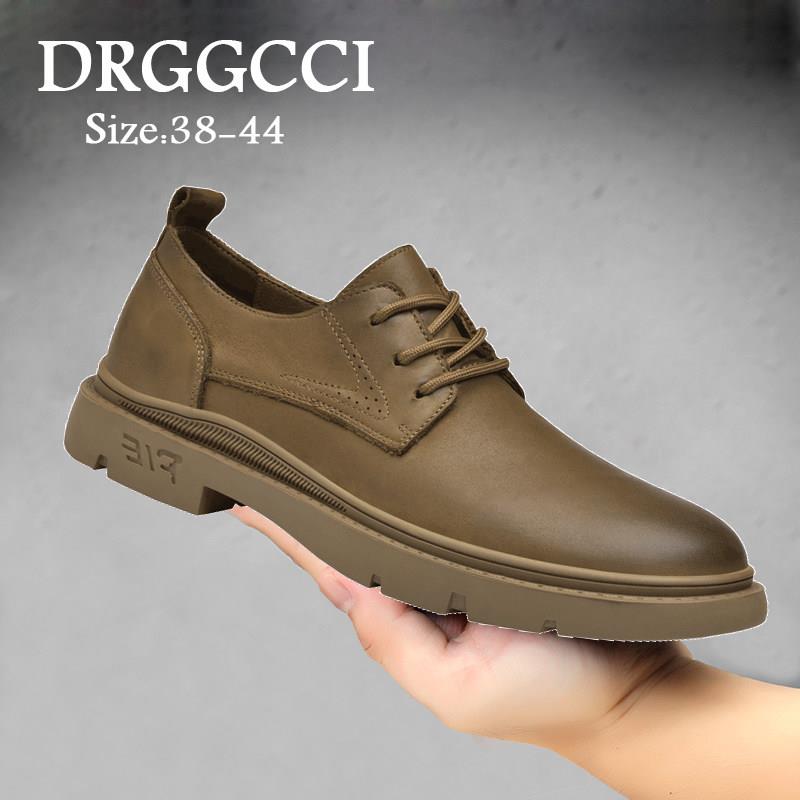 DRGGCCI纯手工皮鞋男2026春秋季新款英伦风高级感真皮商务休闲鞋