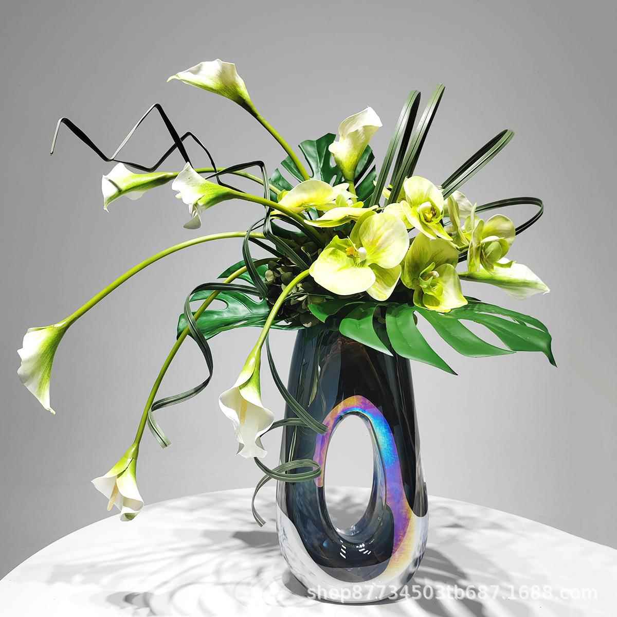 现代高端仿真花艺软装售楼处样板间餐桌电视柜轻奢摆件高级感装饰