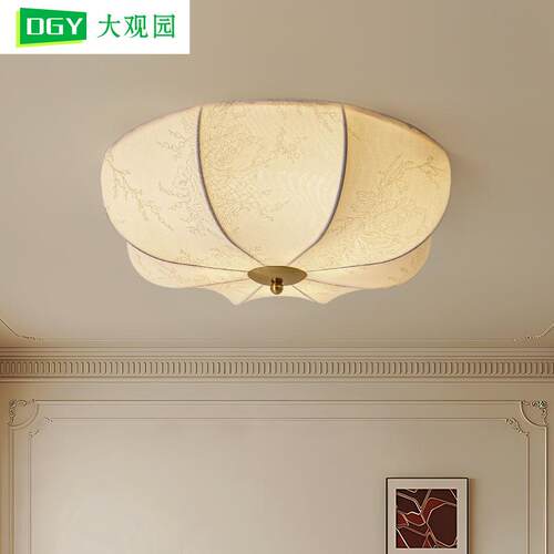 【严选】卧室灯复古新款简约布艺灯具主卧房间吸顶灯餐厅灯194L
