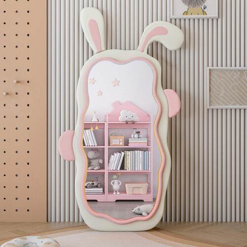 奶油风全身镜子网红兔子全身镜家用卧室镜子女生高颜值落地镜异形