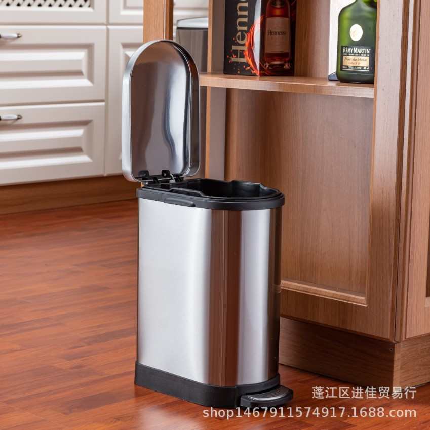 厨房卫生间垃圾桶长方形不锈钢家用商用餐厅客厅酒店静音脚踏欧式