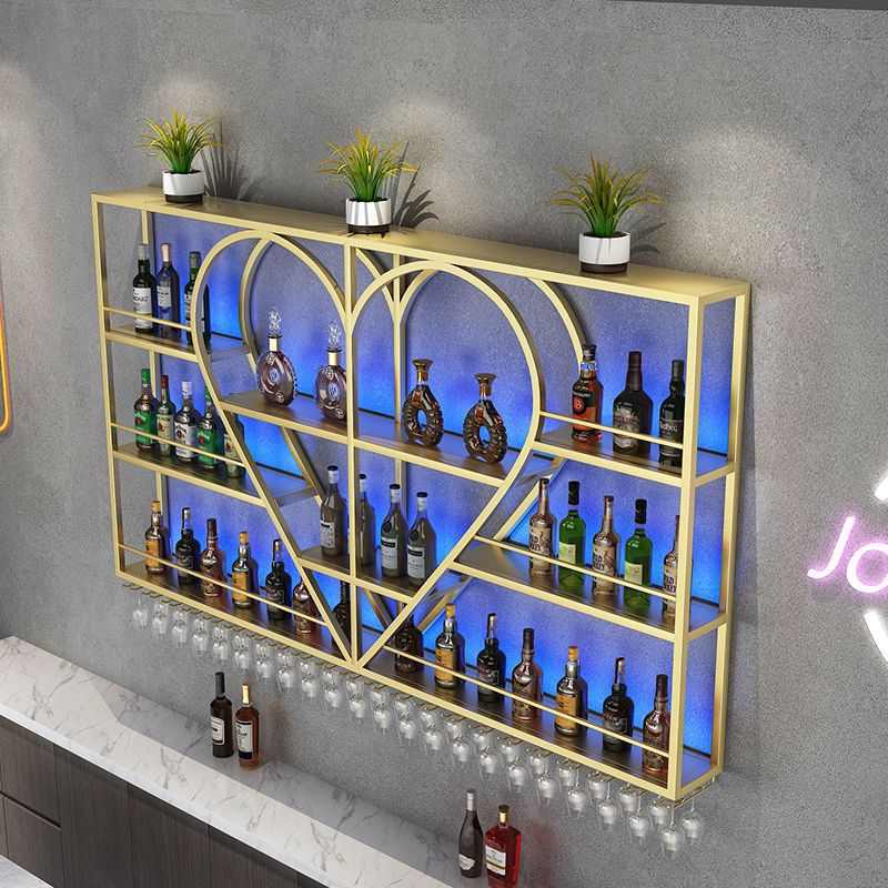酒柜壁挂物艺高铁架灯架置菱形酒餐厅吧台墙上式档展示架带酒柜酒