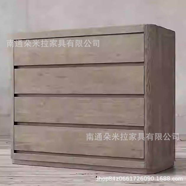 RH灰橡木实木五斗柜乡村复古卧室储物抽屉柜九斗柜客厅边柜