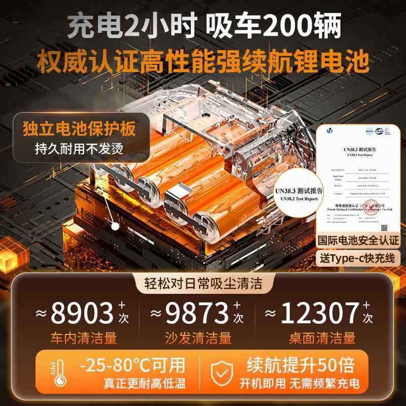 吹车载吸尘器车用无线充电吸MTY两用小型家迷你手持汽车用车内大
