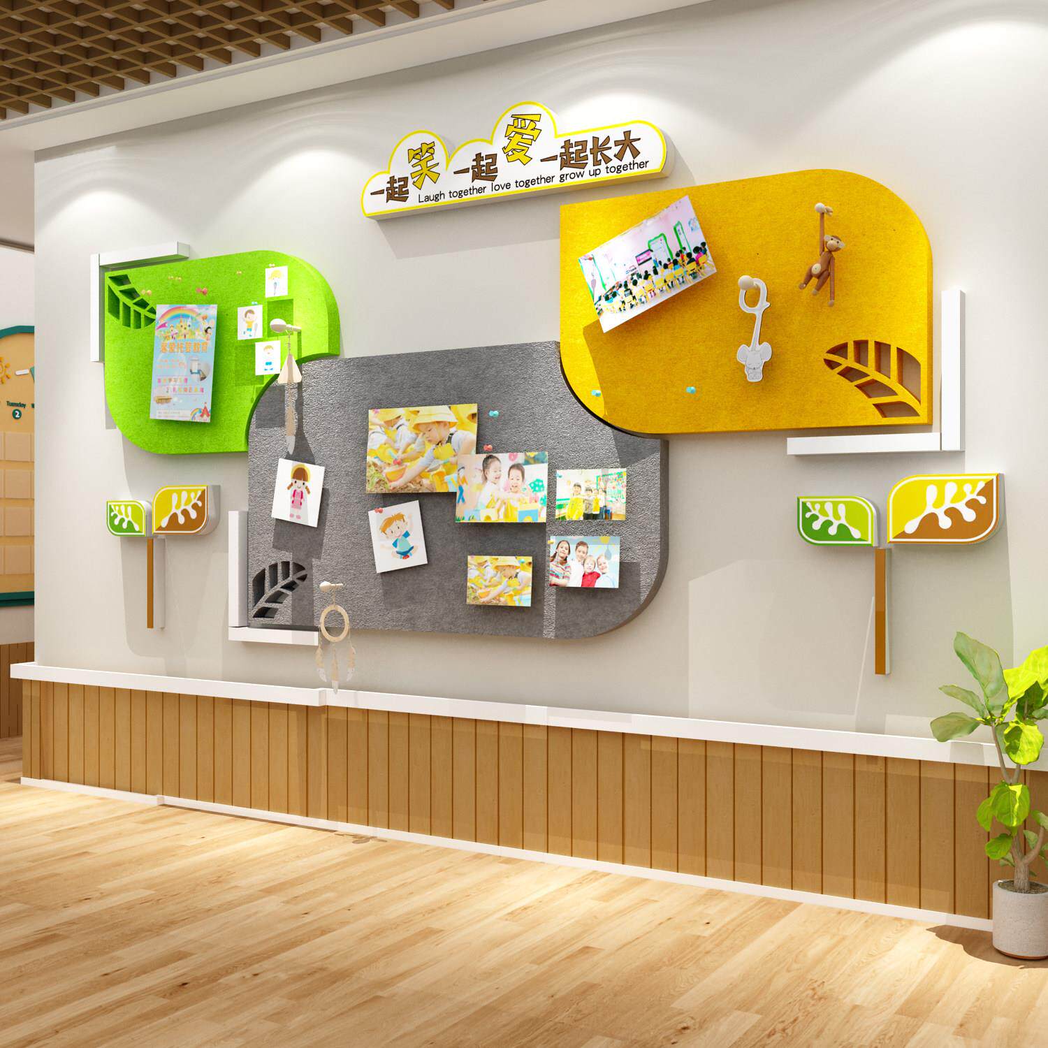 毛毡幼儿园照片墙面装饰走廊环创主题成品托 托管机构形象教室文