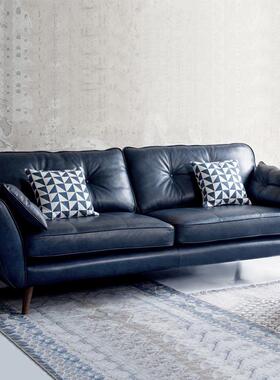 美式工业风家具北欧小户型皮单人双人三人皮沙发