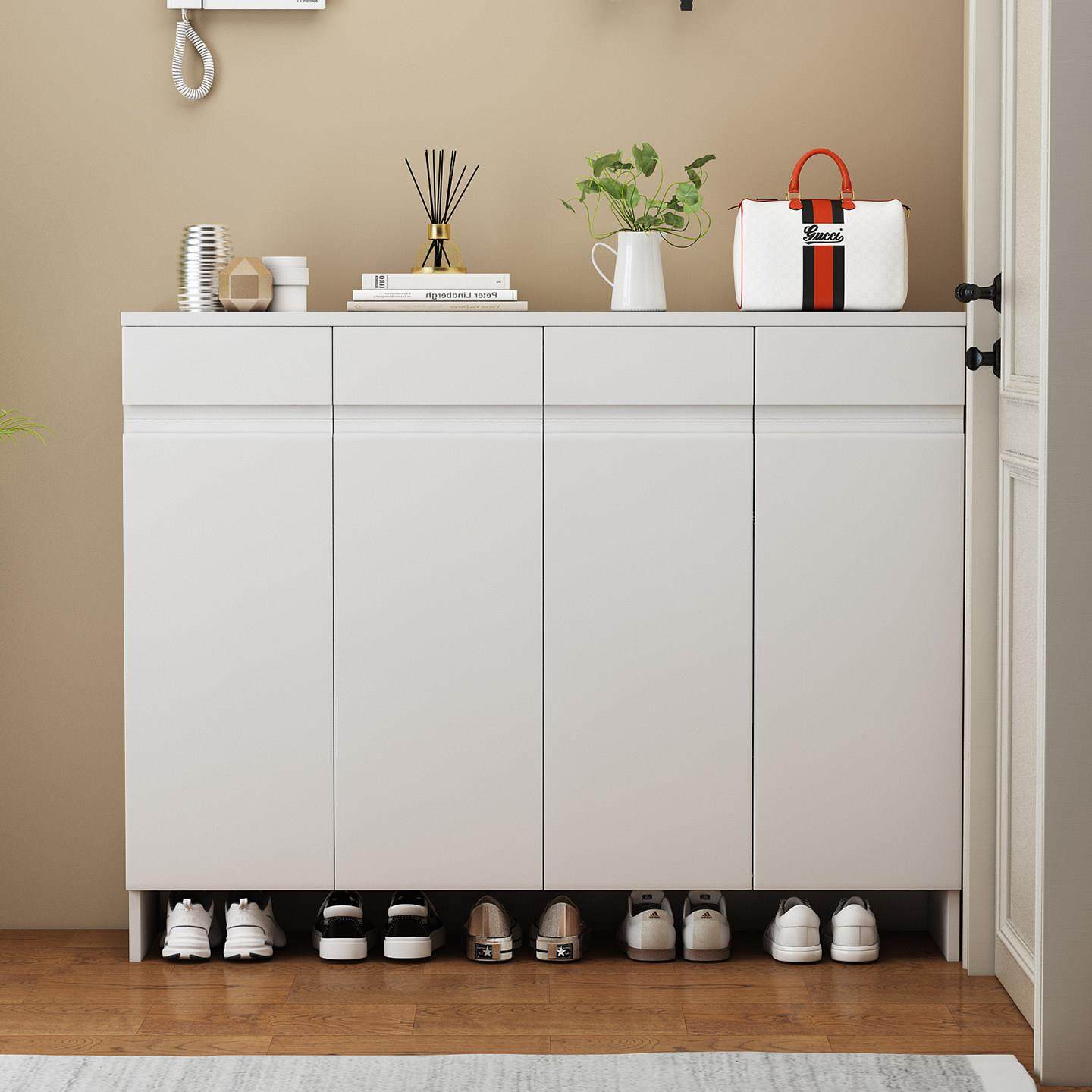 新款实木鞋柜入户门落地置物柜轻奢楼道门口玄关柜电梯口置物柜,住宅家具,鞋柜,淘宝优惠券,粉丝福利购,淘宝优惠卷