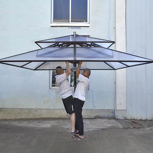 户外防雨阳光篷遮阳伞别墅庭院花园大太阳伞pc阳光板棚跨境