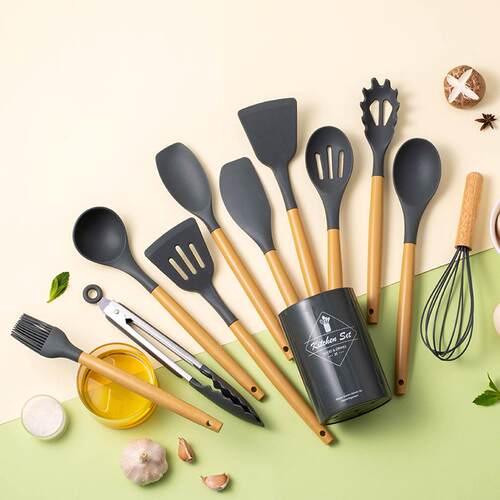 厂直HX-1848厨供硅胶厨用具12件套房家烹饪铲勺厨具套装ki工tchen