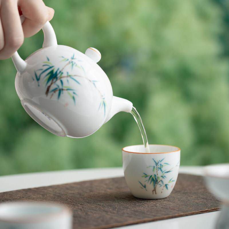 下彩纯手绘茶壶家用釉号A2704羊玉脂泡茶壶陶瓷功夫茶具单壶配件