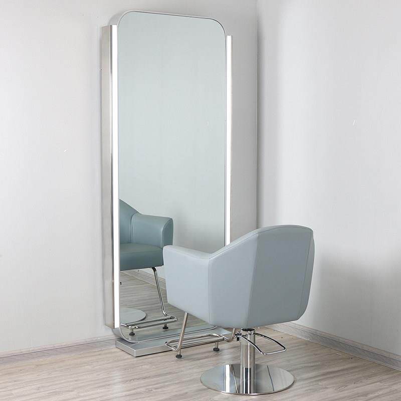 理髲店高档镜台网红美发店镜子发廊专用带灯落地镜单面双面镜新款