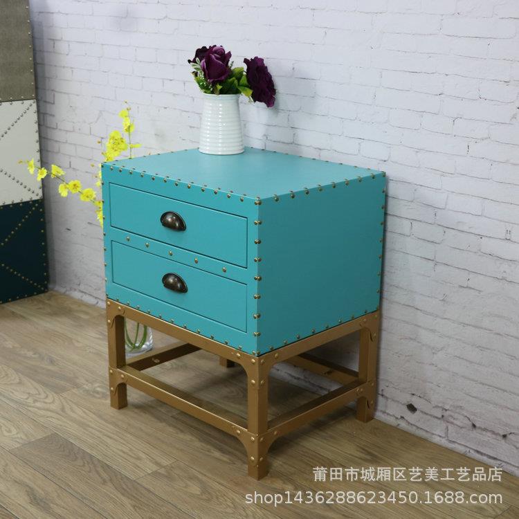 欧式复古头柜地中发海沙边几欧式约现代床床头柜带锁储物ZEY2简斗