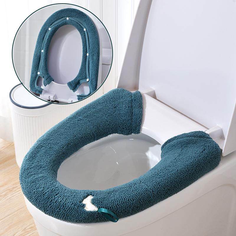 加大针织马桶垫通用冬款纽扣马桶坐垫家用座便器垫子马桶套坐