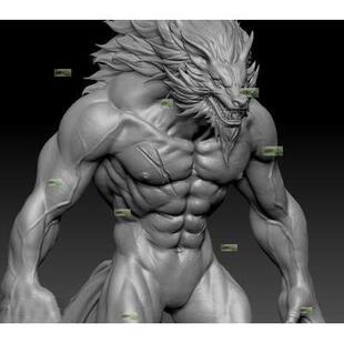 次时代3d源文件 高模zb狼人 怪物模型资源 obj源文件带分层设计