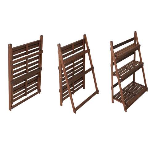 阳台置物架折叠防腐木花架户外庭院落地式多肉植物摆放花盆架厂家