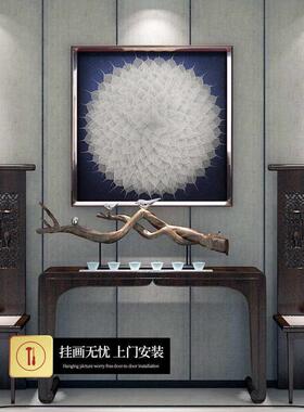 7YX批发现代轻奢玄关餐厅画客厅沙发背景装饰挂画菩提树叶中式实