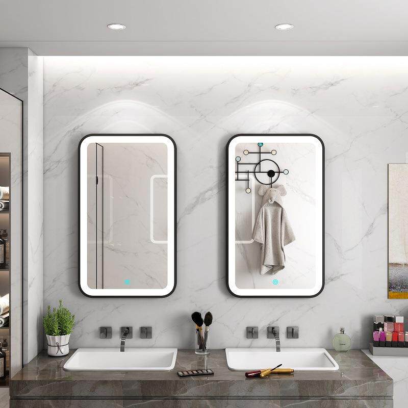 简约现代壁挂式卫生间带灯智能镜子长方形浴室镜酒店洗手间化妆镜