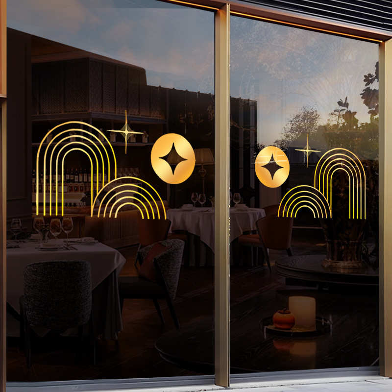 新年静电贴装饰贴画2025新年快乐中式灯笼装扮公司橱窗玻璃门贴纸