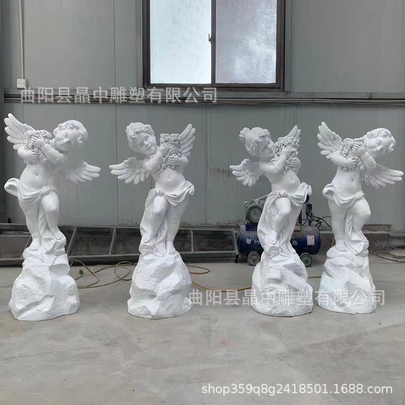 户外园林景观欧式人物雕塑玻璃钢别墅花园庭院天使小区装饰摆件