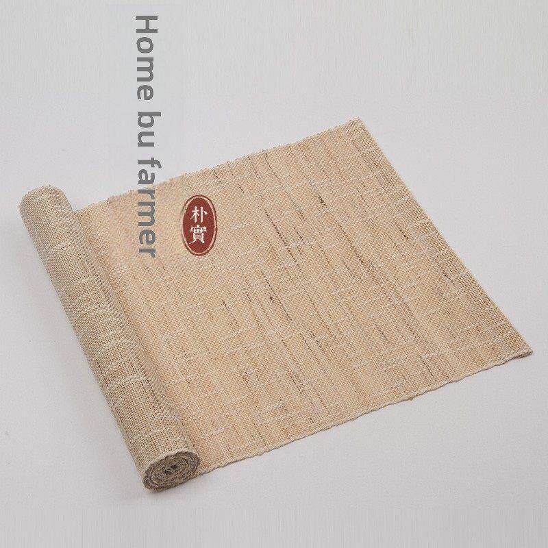 现代简约素色桌旗 中式夏布茶席 日式茶几苎麻布料桌布茶几茶旗垫