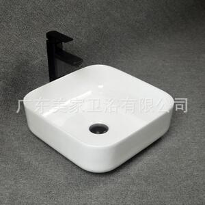 陶瓷艺术盆台上盆薄边方形无龙头孔石上盆洗漱盆美家卫浴8416