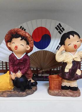 韩国韩服人偶树脂娃娃朝鲜族公仔教室布置韩式餐厅桌面摆件摆饰