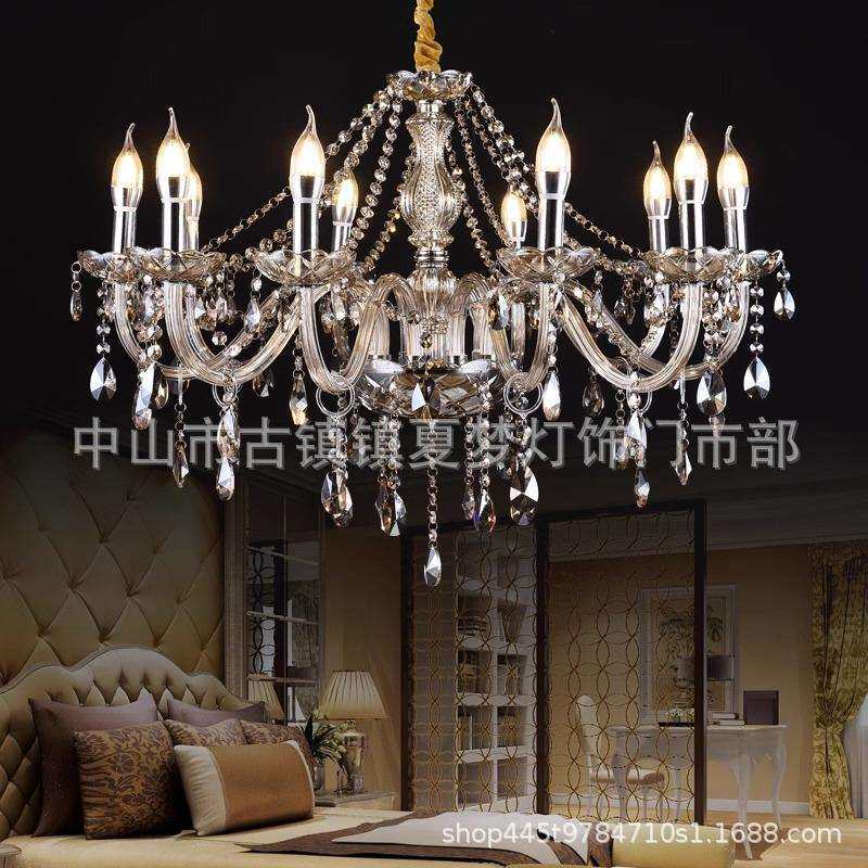 新款简约现代水晶灯吊灯欧式婚庆LED蜡烛卧室餐厅客厅灯具