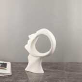 北欧创意抽象树脂镂空头像人物雕塑摆件客厅玄关书房软装 家居饰品