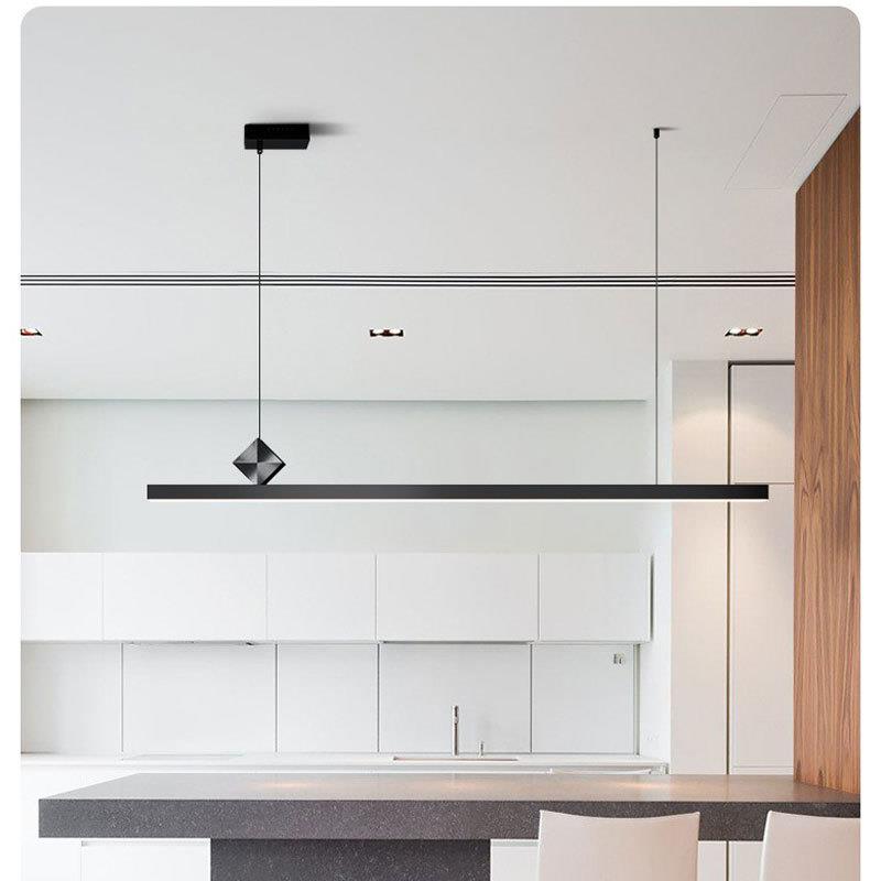 境北欧极简一字长条餐厅极LC吊灯简拉吊丝铝材吧台灯护灯眼办公室