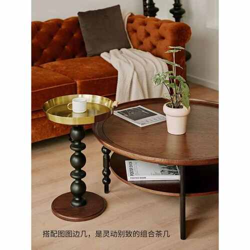 复古圆形茶几家用小桌子新款美式茶桌小户型客厅茶几