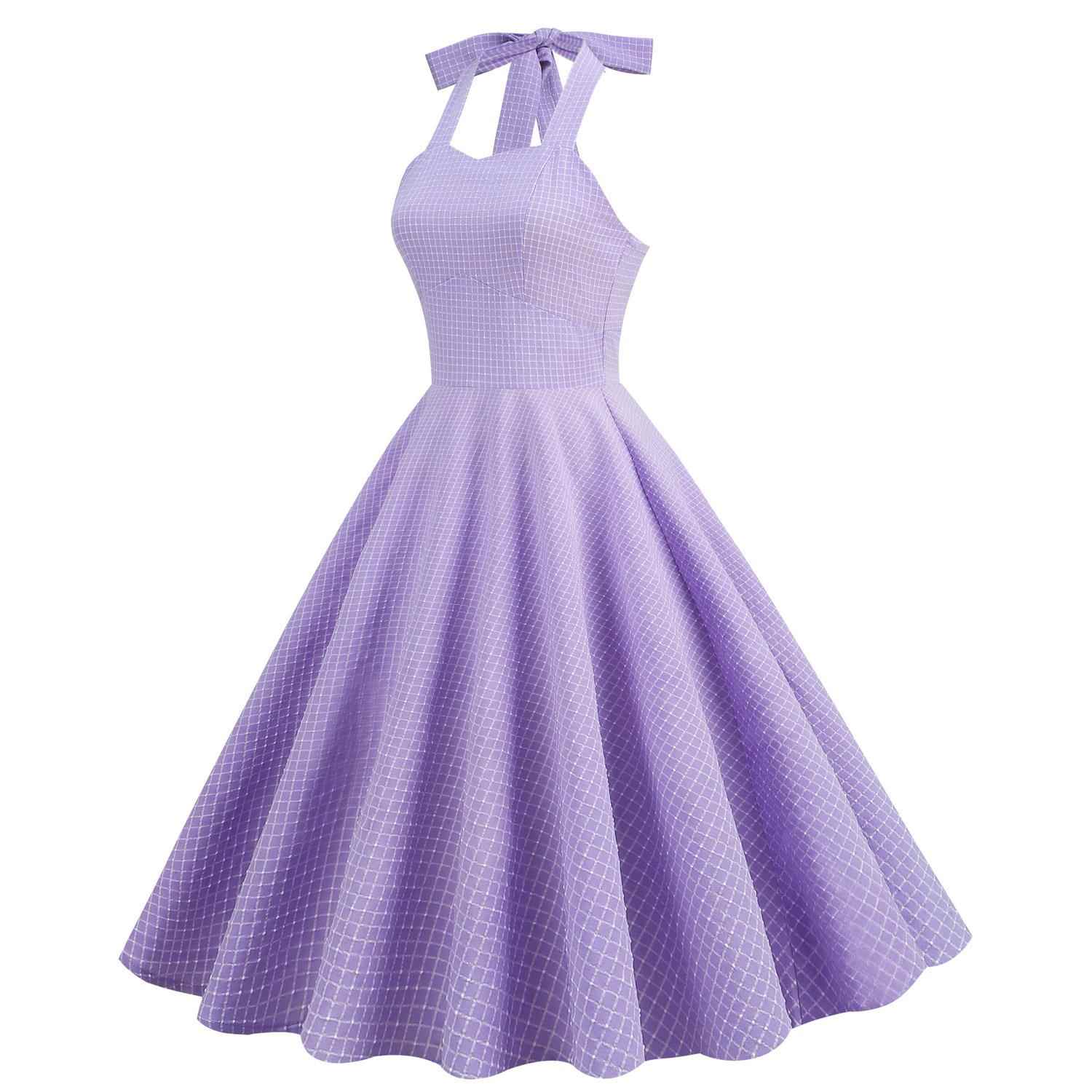 elastic neck high plaid long temperament one-shoulder women