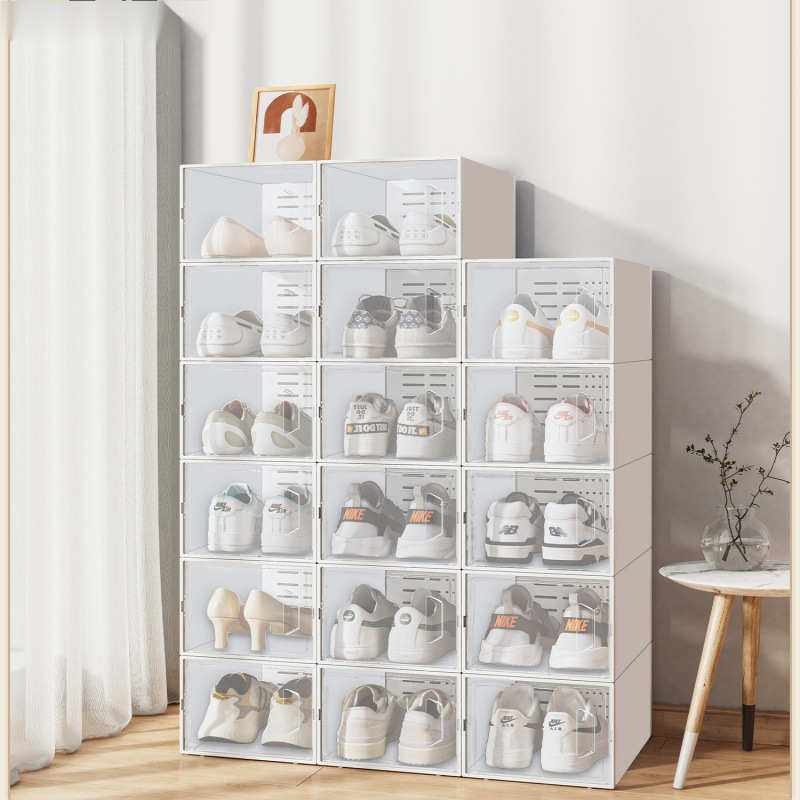 加厚鞋盒翻盖鞋收纳折叠收纳盒抽屉式透明鞋柜塑料鞋架省空间