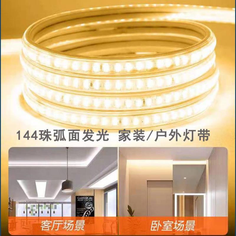 220VLED灯带三排高亮三色变光七彩家用室内客厅吊顶户外防水灯带