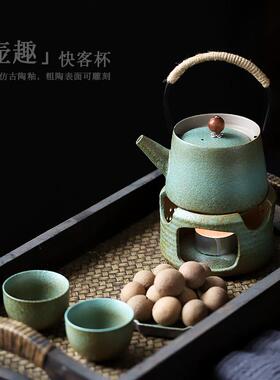 中式提梁壶茶具套装家用陶瓷煮茶壶茶炉温茶组蜡烛加热茶壶泡茶器