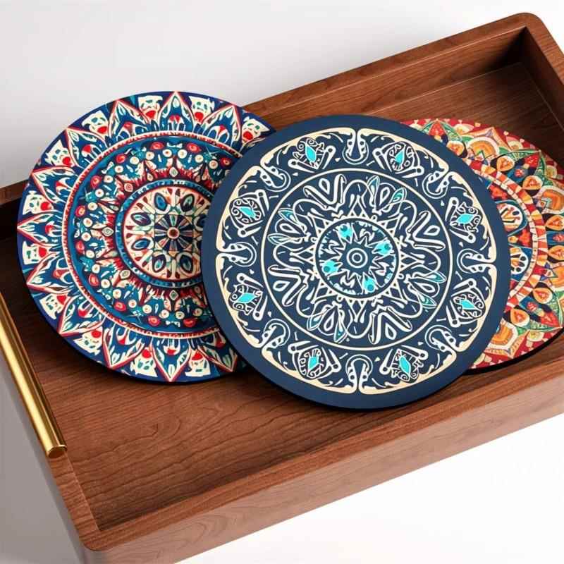 波西米亚家用餐桌隔热垫北欧风圆垫茶台吸水垫防烫防滑杯垫餐盘垫