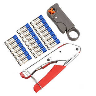 供货 同轴电线电缆F头压接钳剥线压接线挤压钳工具组合套装