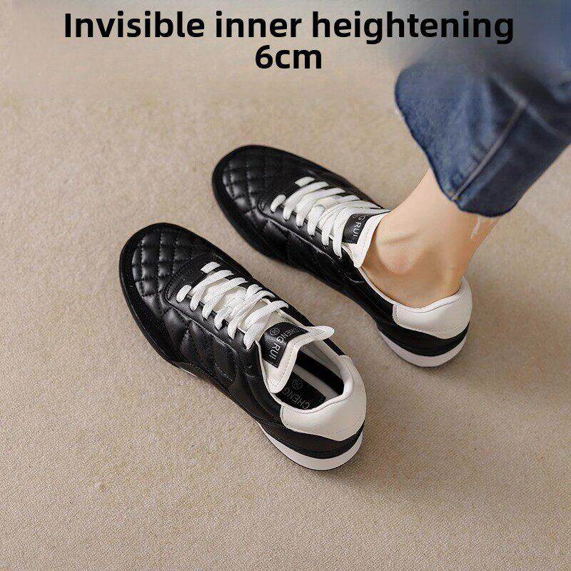 香港真皮小香阿甘女鞋2025新款秋季内增高道德训练鞋覆古厚底板鞋