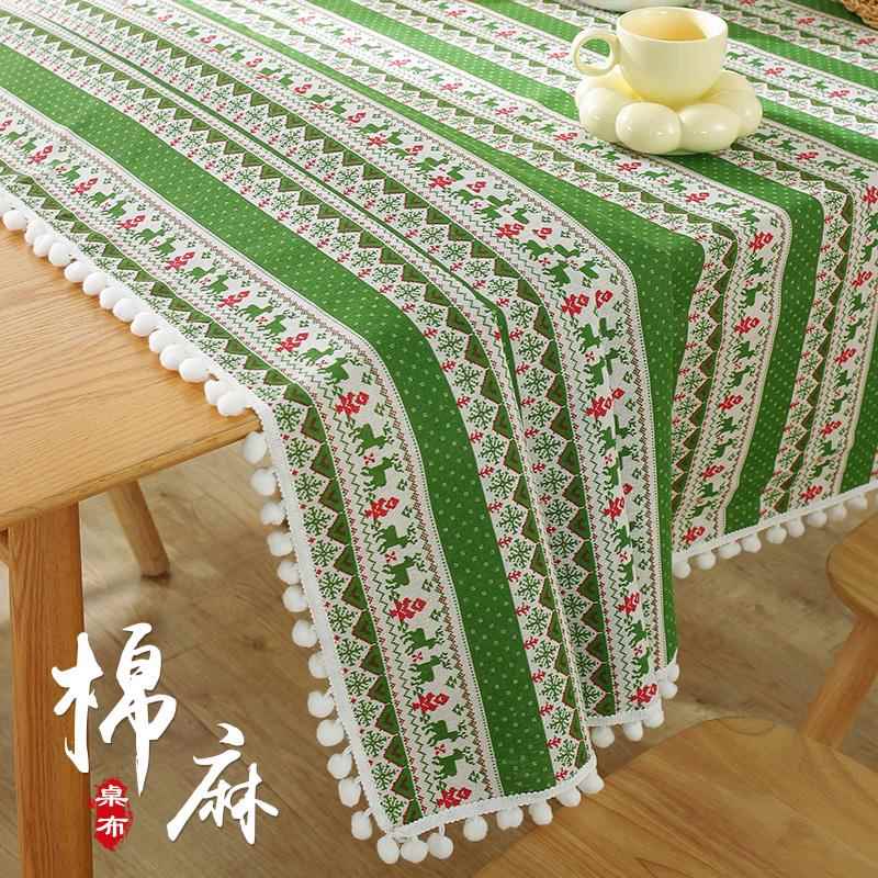 棉麻桌布田园风ins小清新简约书桌垫长方形茶几桌布背景布定制