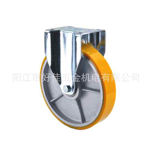 产品250X50mm欧洲款重型铁芯聚氨脂PU定向脚轮